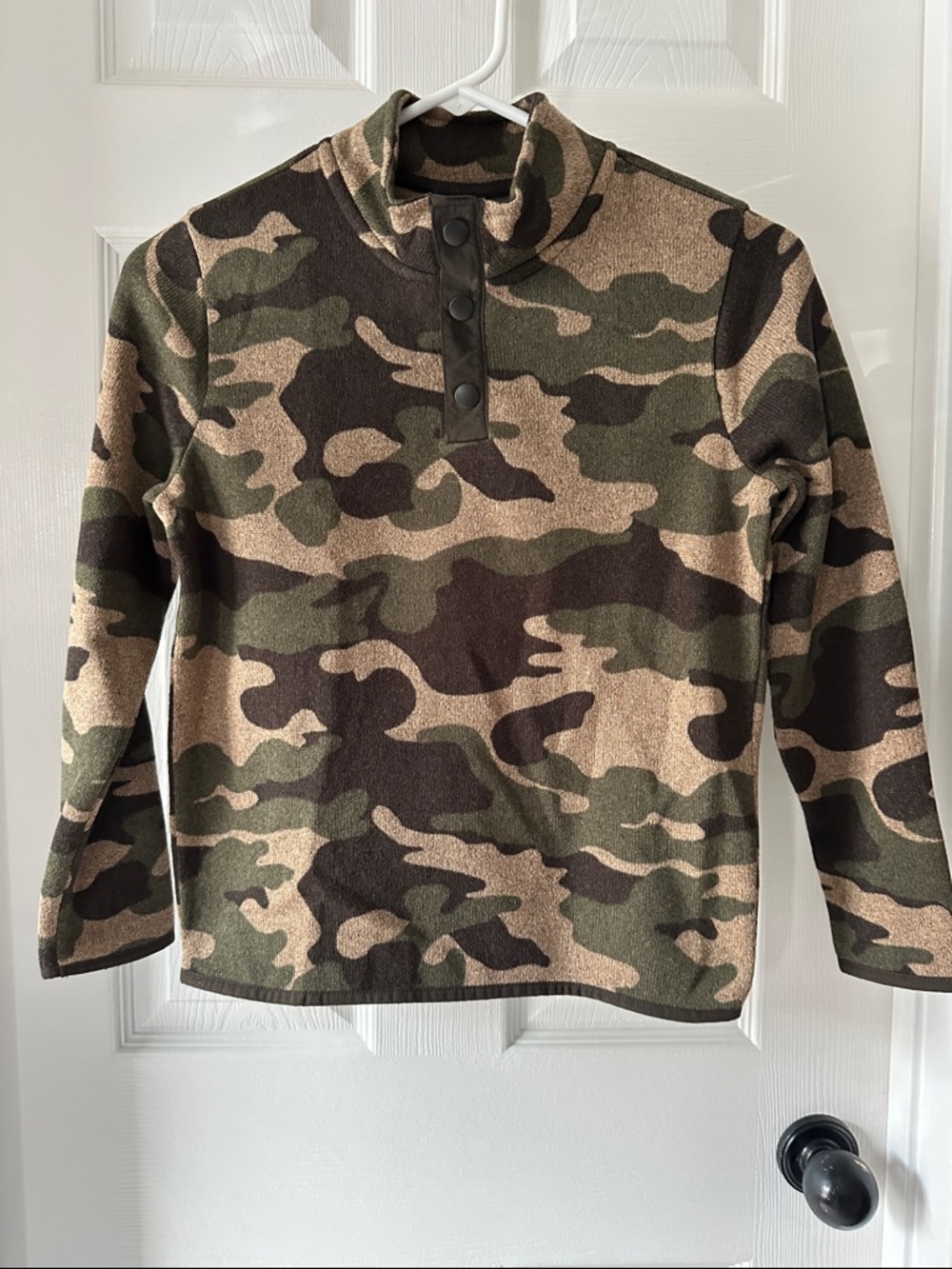 Boys Old Navy Green and Brown Camo Snap Pullover Sz 8 NWOT